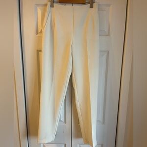 Off White Pleated Dress Pants